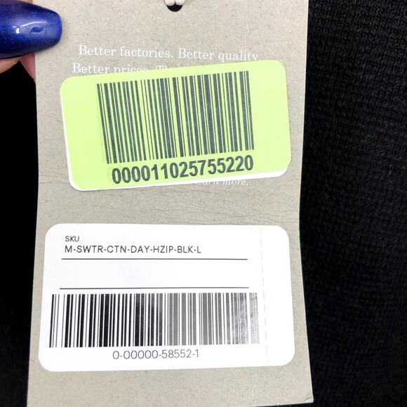 EVERLANE Men's No Sweat Half Zip Sweater Large Black CoolMAX NWT - Picture 8 of 9